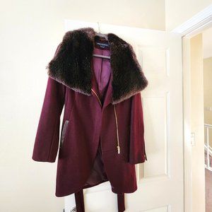 French Connection Deep Purple / Burgundy Wool Winter Coat